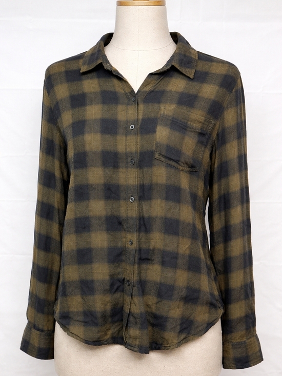 Lucky Brand Tops - Lucky Brand Plaid Button Up Shirt Green Black Large